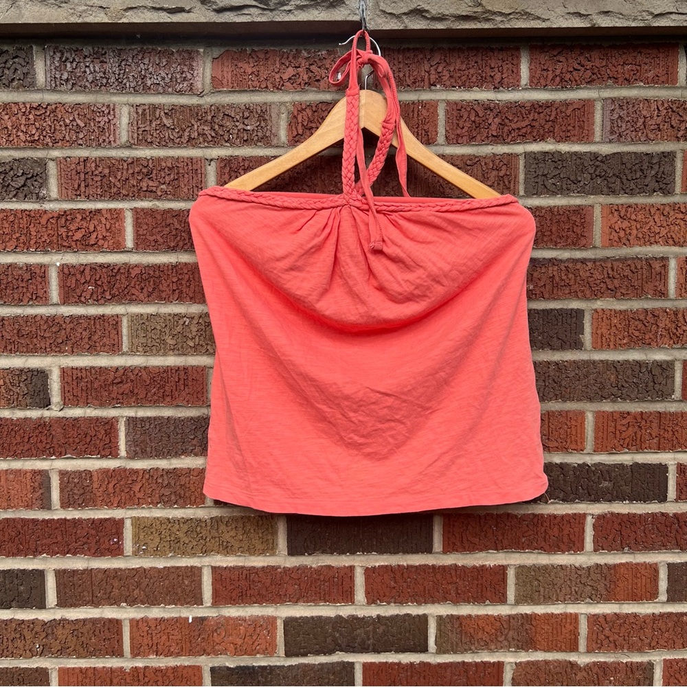 Banana Republic Salmon Pink Braided Strap Halter Tank Top